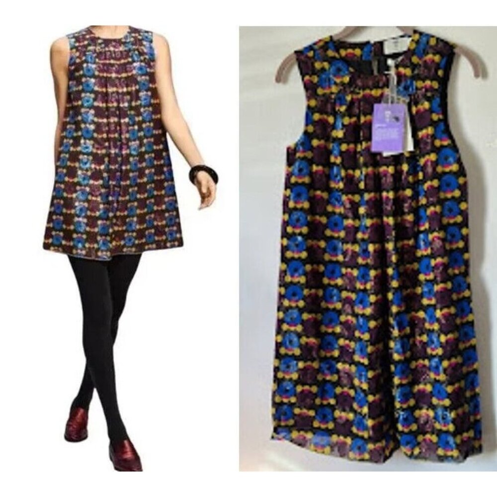 Anna Sui for Target Metallic Circles Shift Sleeveless Mini Dress XS Multi NWT